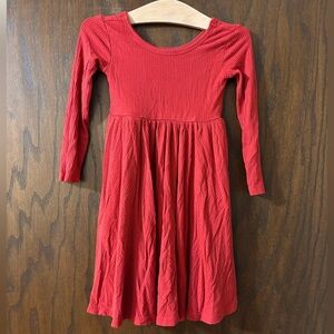 Little Sleepies Red Ribbed Twirl Dress